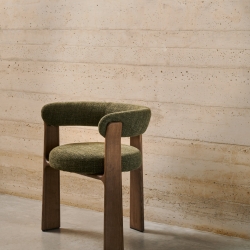 Granite Стул на 3 ножках из зеленого шенилла и массива ясеня в отделке орех