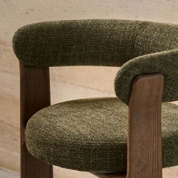 Granite Стул на 3 ножках из зеленого шенилла и массива ясеня в отделке орех