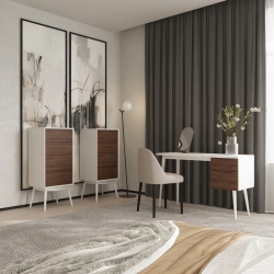 Письменный стол SEVILLA шпон ореха F, матовый лак RAL9002