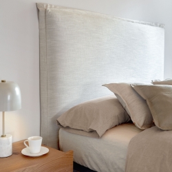 Изголовье из льняной ткани белого цвета Tanit со съемным чехлом 206 x 106 см