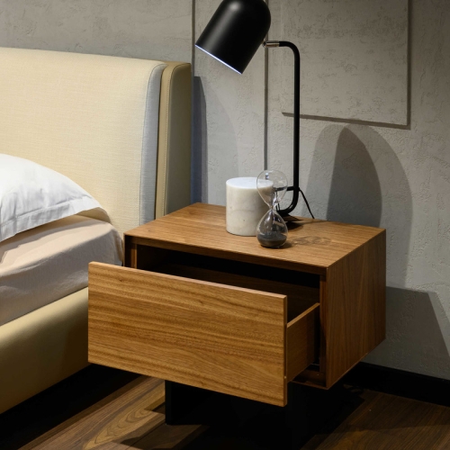 Прикроватная тумбочка MIRAMAR отделка шпон ореха F, черный матовый лак