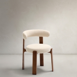 Granite Стул на 4 ножках из бежевого шенилла и массива ясеня в отделке орех