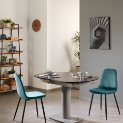 Стул Lissy черный металл бирюзовый бархат