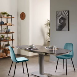 Стул Lissy черный металл бирюзовый бархат