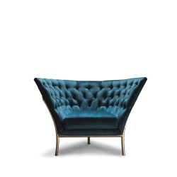 Кресло Flute, железное основание, платиновое на дереве, обивка кожа 28*