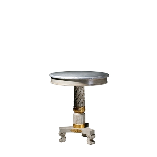 Приставной столик Magda, отделка дерево, белое золото POMPEII, верх мрамор PORTUGUESE IVORY