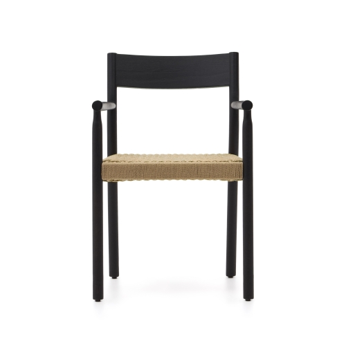 Yalia Стул из массива дуба с черной отделкой и сиденьем из 100% веревки