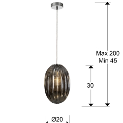 Подвесной светильник Ovila дымчатый 1L 20 см