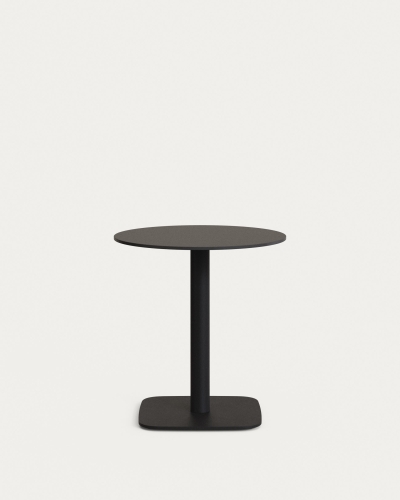 Dina Садовый круглый стол черный на черном металлическом основании Ø 68x70