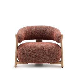 Granite Кресло из терракотового шенилла и массива ясеня в натуральной отделке