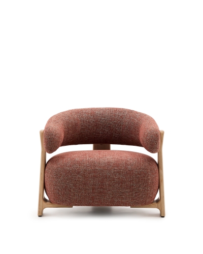 Granite Кресло из терракотового шенилла и массива ясеня в натуральной отделке