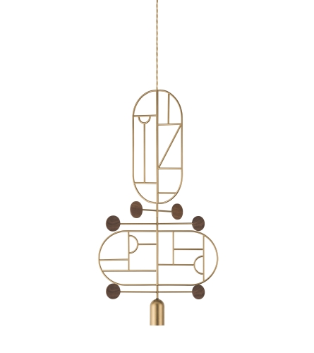 Подвесной светильник NOMON HOME WOODEN DOTS, CONF. 13, GOLD/WALNUT