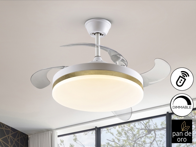 Потолочный вентилятор с подсветкой Vento бело-золотой Ø50 DIM