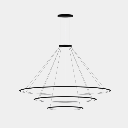 Люстра Circular Inward Light 3 кольца черная ø2000 ø1200 ø600