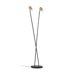 Торшер Clemence из черного металла с абажурами с золотой отделкой