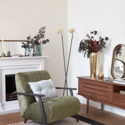 Торшер Clemence из черного металла с абажурами с золотой отделкой