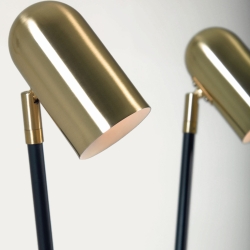 Торшер Clemence из черного металла с абажурами с золотой отделкой