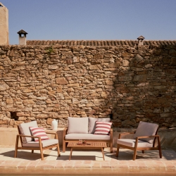 Frares Комплект 2-местный диван, 2 кресла и журнальный столик из массива акации