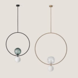 Подвесной светильник Level черный 60 см, плафоны 1302/200/зеленый, 1302/140/OPAL