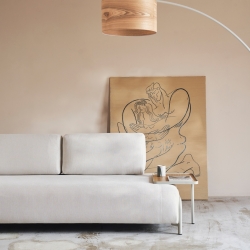 Compo Большой поднос из дубового шпона с натуральной отделкой и серого металла