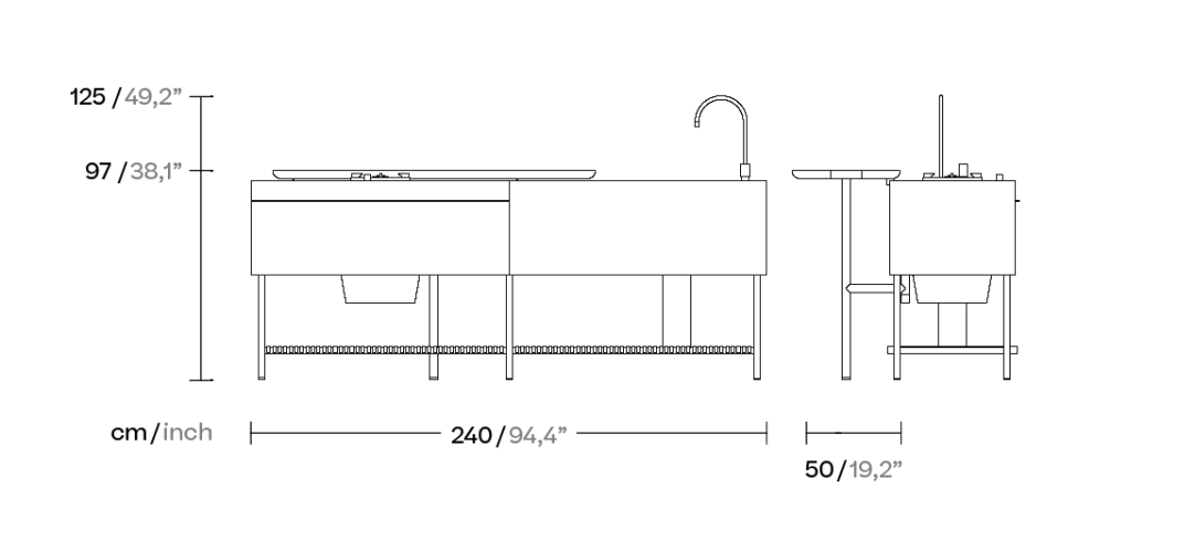 Кухонная база Double Kitchen раковина + BBQ KSA605600