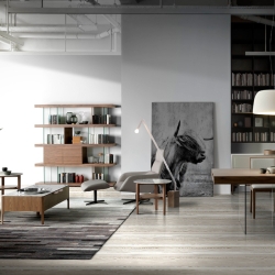 Стеллаж CP1711 /3072 ореховый с полками из стекла