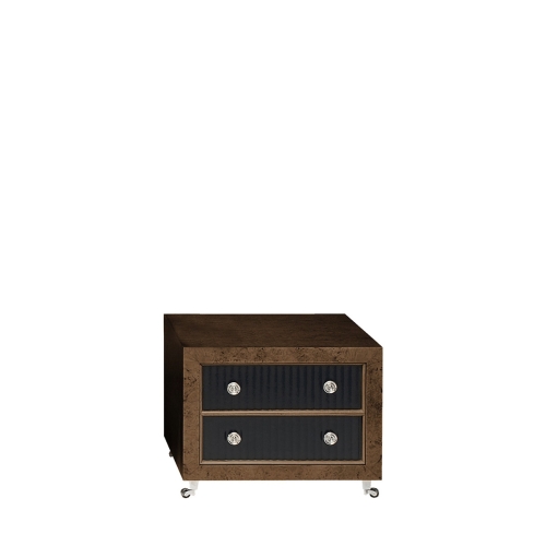 Комод Leonid, отделка:орех, шпон ясеня, черная кожа, детали из никеля