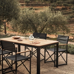 Bona Уличный стол из алюминия в черной отделке и тикового дерева 160 x 90 см