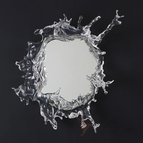 Настенный светильник-зеркало с LED-подсветкой по контуру корпуса с прозрачными рассеивателями, стилизованными под брызги воды ILLUSION