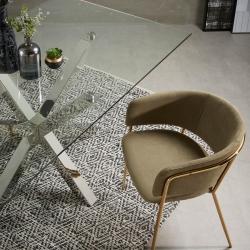 Стул Konnie золото металл бархат бежево-серый