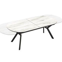 Раздвижной обеденный стол Antea меламиновый топ с отделкой белый мрамор