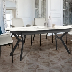 Раздвижной обеденный стол Antea меламиновый топ с отделкой белый мрамор