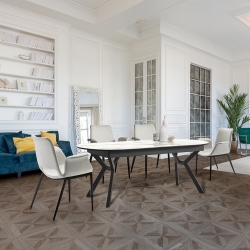 Раздвижной обеденный стол Antea меламиновый топ с отделкой белый мрамор