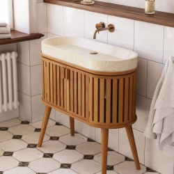 Rokia шкафчик для ванной из массива тика с умывальником 90 x 80 см