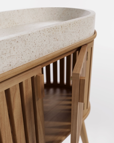 Rokia шкафчик для ванной из массива тика с умывальником 90 x 80 см