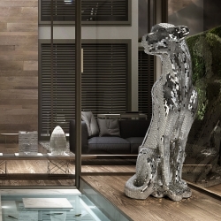 Декоративная фигура леопарда Baguira серебряная правая