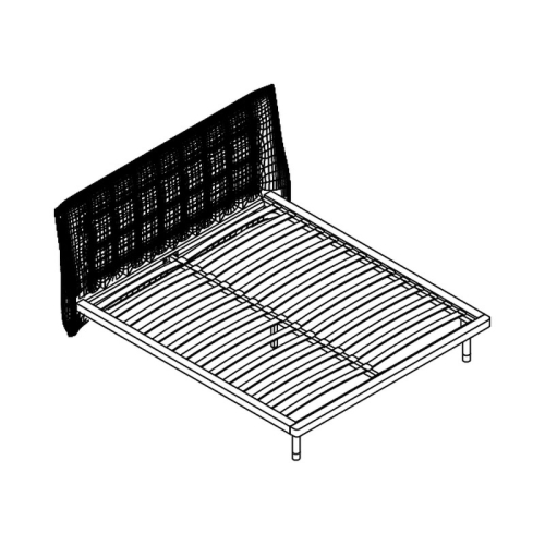 Кровать Altea отделка экокожа PU162, черный матовый лак, латунь, 160*200