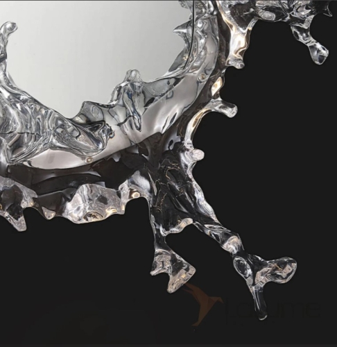 Настенный светильник-зеркало с LED-подсветкой по контуру корпуса с прозрачными рассеивателями, стилизованными под брызги воды ILLUSION