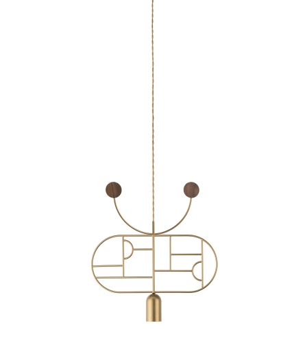 Подвесной светильник NOMON HOME WOODEN DOTS, CONF. 08, GOLD/WALNUT