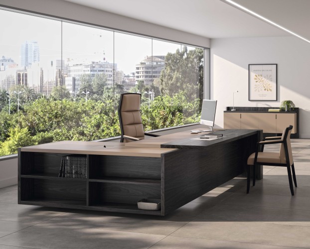 Стол для руководителя Freeport с приставным закрытым модулем F015