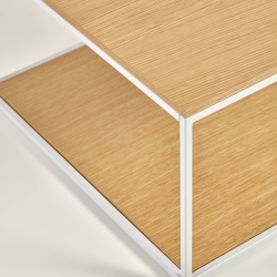 Yoana Журнальный столик из шпона дуба и белого металла 110 x 60 см