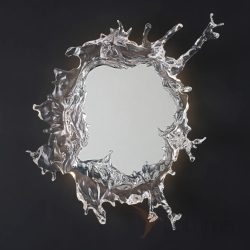Настенный светильник-зеркало с LED-подсветкой по контуру корпуса с прозрачными рассеивателями, стилизованными под брызги воды ILLUSION