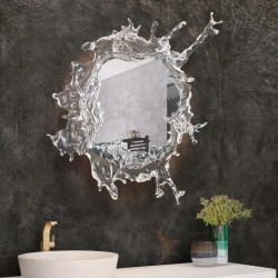 Настенный светильник-зеркало с LED-подсветкой по контуру корпуса с прозрачными рассеивателями, стилизованными под брызги воды ILLUSION