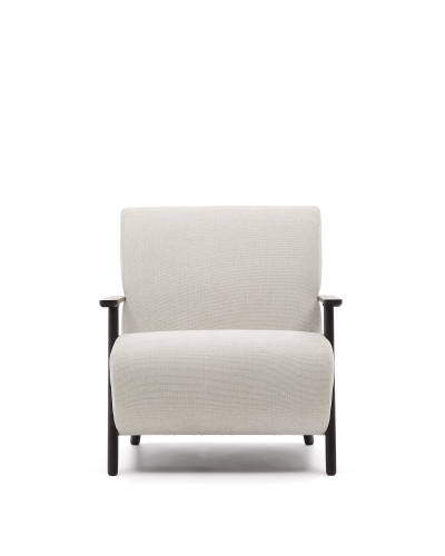 Кресло Meghan из жемчужного шенилла с массивом бука в отделке венге