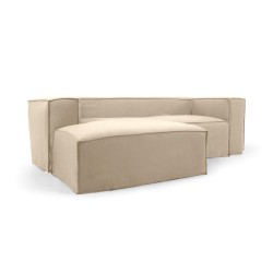Диван 2-х местный Blok с левым шезлонгом и съемными чехлами из бежевого льна 240