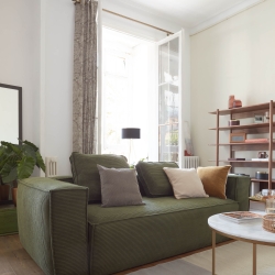 Чехол для подушки Kelaia 100% хлопок вельветовый бежевый с коричневой окантовкой 45 x 45 cm