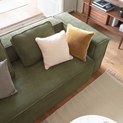 Чехол для подушки Kelaia 100% хлопок вельветовый бежевый с коричневой окантовкой 45 x 45 cm