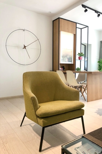 Часы Nomon BILBAO N (основание - черный фиберглас/стрелки - орех/центр - хромированная сталь). D=105см, H=110см