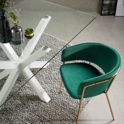 Стеклянный стол Arya с белыми стальными ножками 200x100