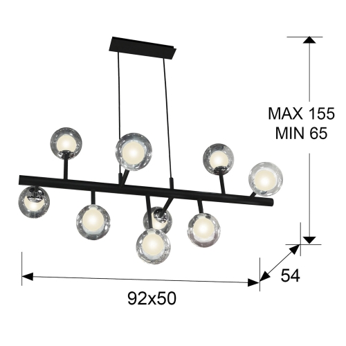 Подвесной светильник Altais 9L черный/хром DIM